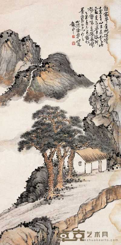 陈半丁 1925年作 山居图 立轴 41.5×84cm